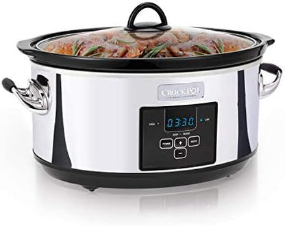 Crock-Pot 7 Quart Programmable Slow Cooker – Polished Platinum - Select 3xtarv
