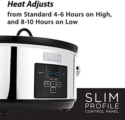 Crock-Pot 7 Quart Programmable Slow Cooker – Polished Platinum - Select 3xtarv