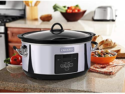 Crock-Pot 7 Quart Programmable Slow Cooker – Polished Platinum - Select 3xtarv